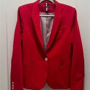 Size 12 Tommy Hilfiger Classic Women's Red Blazer